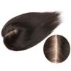 100% Real Human Hair Forehead Topper with Clips, 5.5"x 6.3" Free Parting Silk Base Top Hairpieces for Women with Thinning Hair, 14" Dark Brown view 3