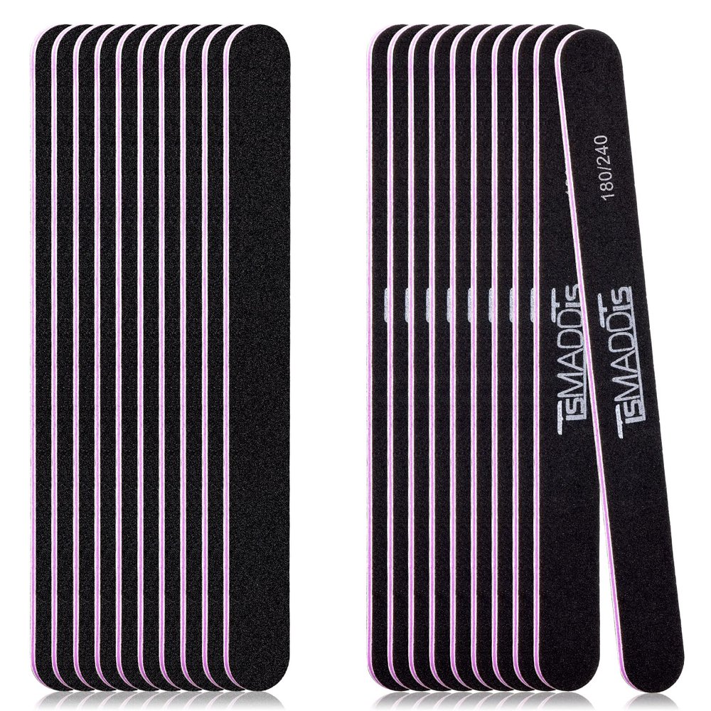 20 PCS Nail Files, TsMADDTs Nail Files Set Double Sided Emery Board for Natural Acrylic Nails 100/180 120/240 320/800 Grit Professional Manicure Tools for Home Salon