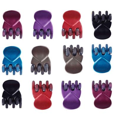12PCS Crystal Plastic No-Slip Mini Hair Claw Small Bang Jaw Clip Hair Clamp Hair Grip Hairpin for Women (C#)