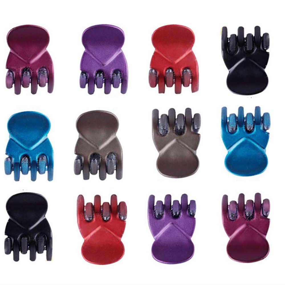 12PCS Crystal Plastic No-Slip Mini Hair Claw Small Bang Jaw Clip Hair Clamp Hair Grip Hairpin for Women (C#)