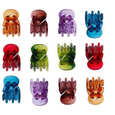 12PCS Crystal Plastic No-Slip Mini Hair Claw Small Bang Jaw Clip Hair Clamp Hair Grip Hairpin for Women (D#)