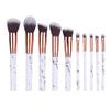 10 Piece Professional Makeup Brushes Set with Cosmetic Travel Bag Premium White Marble Face Brushes Foundation Contour Highlight Eyeshadow for Cream Liquid Powder view 1