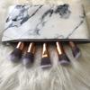 10 Piece Professional Makeup Brushes Set with Cosmetic Travel Bag Premium White Marble Face Brushes Foundation Contour Highlight Eyeshadow for Cream Liquid Powder view 4