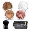 6pc FULL SIZE KIT (COCOA) KABUKI & KABAGGIE Tote Mineral Makeup Set Matte Foundation Bare Face Sheer Powder Cover view 1