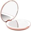 Fancii LED Lighted Travel Makeup Mirror, 1x/10x Magnification - Daylight LED, Compact, Portable, Large 5" Wide Illuminated Folding Mirror - Lumi (Rose Gold) view 4