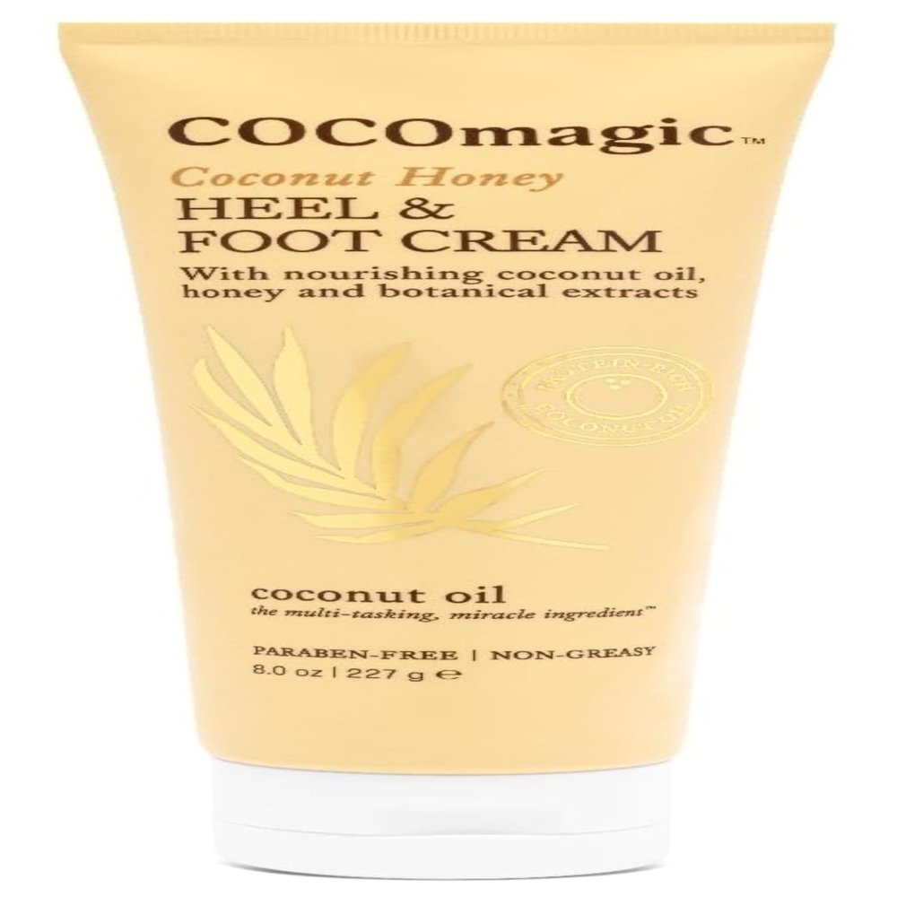 Cocomagic Coconut Honey Heel & Foot Cream - w/Coconut Oil, Honey, & Botanical Extracts | Moisturize Dry, Cracked Feet | Softens & Smooths | Non Greasy | Made in USA, Cruelty & Paraben Free (8 Oz)