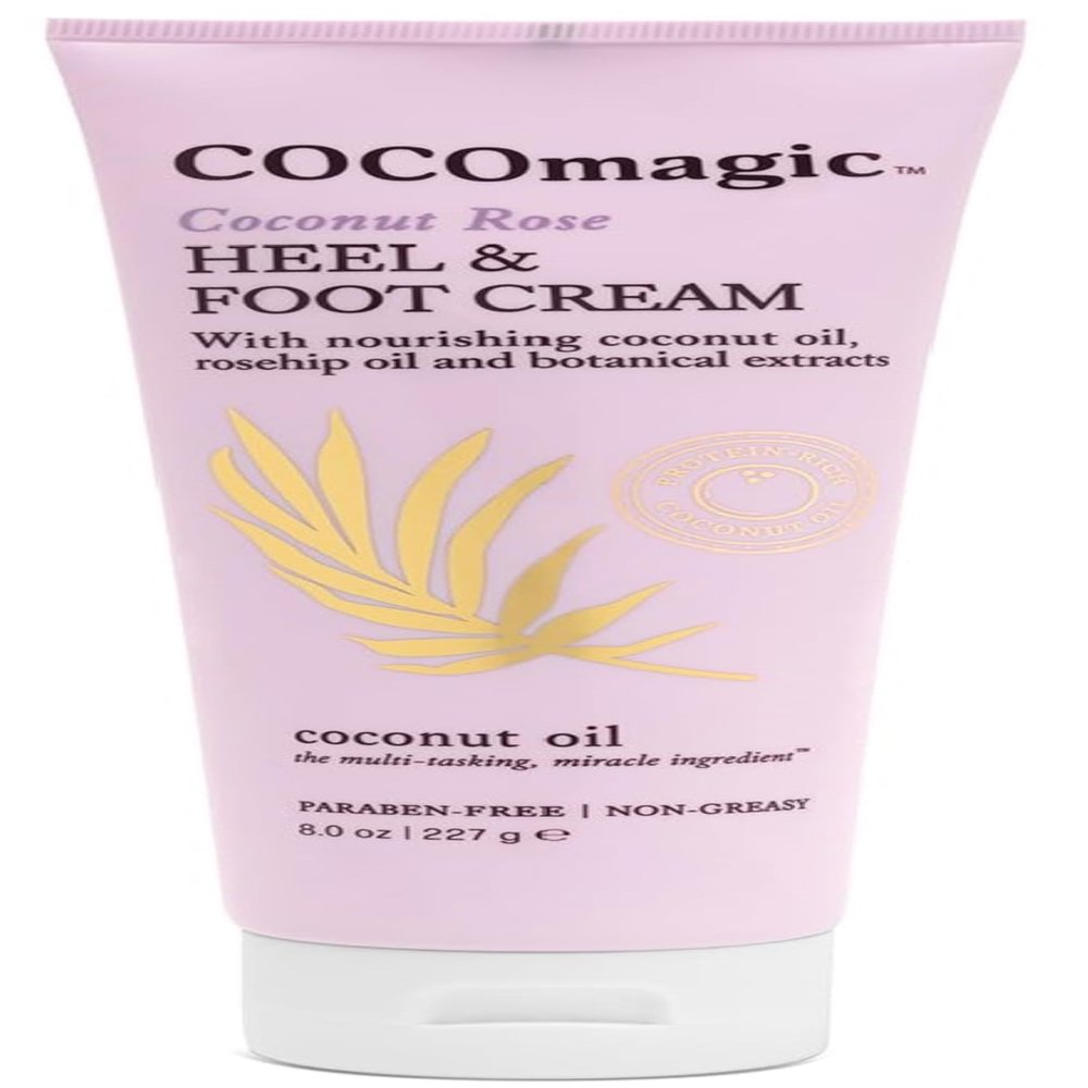 Cocomagic Coconut Rose Heel & Foot Cream - w/Coconut Oil, Rosehip Oil, & Botanical Extracts | Moisturize Dry Feet | Softens & Smooths | Non Greasy | Made in USA, Cruelty & Paraben Free (8 Oz)