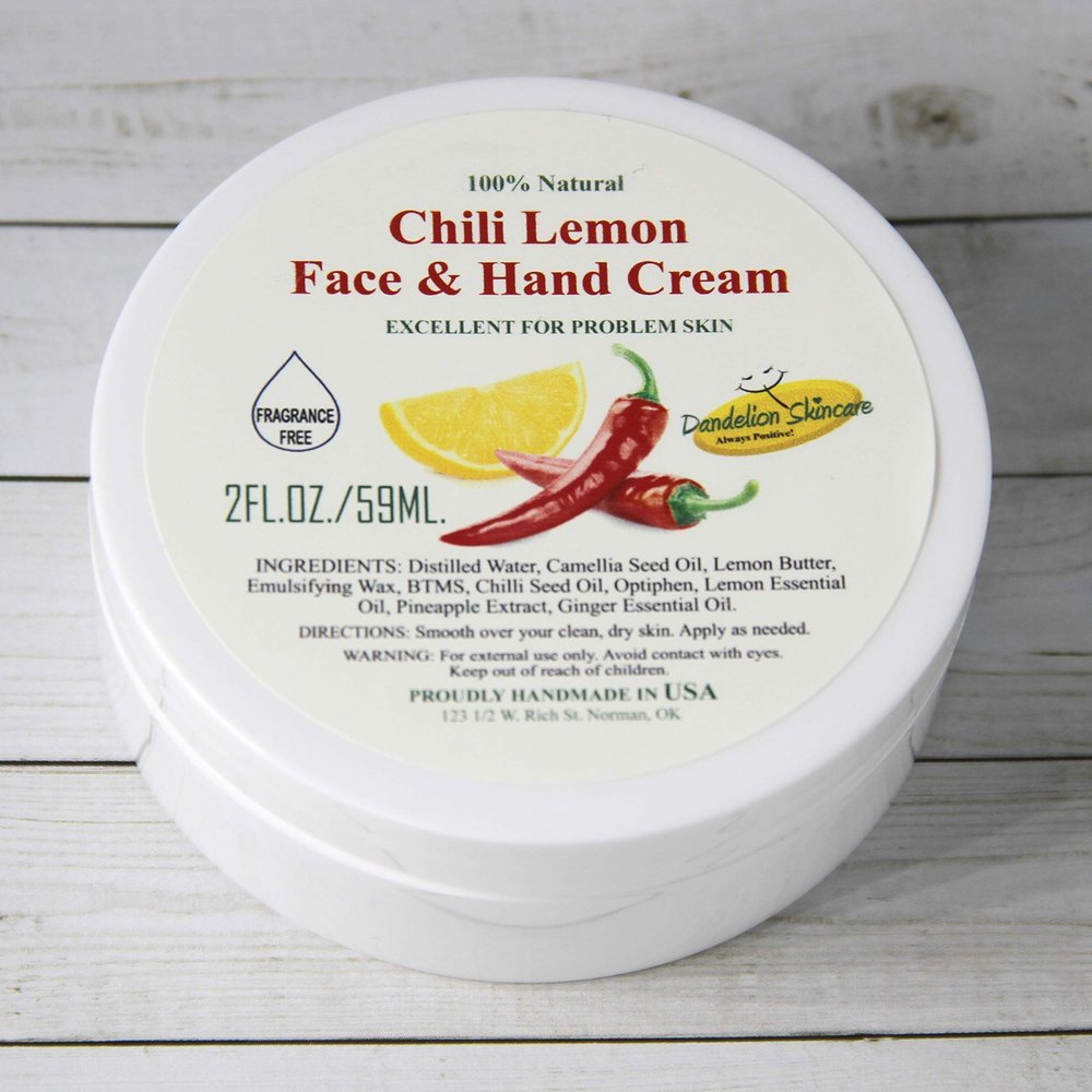 Chili Lemon Face & Hand Cream with pineapple extract. Perfect for oily and combination skin! 2 0Z.