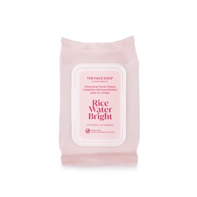 The Face Shop Rice Water Bright Makeup Remover Wipes for Face with Rice Extract, Brightening, Moisturizing, Infused with Cleansing Milk, Vegan Disposable Cleansing Facial Wipes, Korean Skin Care