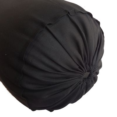 Saffron Black Long Bolster Pillowcase - Yoga Massage Round Bolster Cover for Bed Sofa Chair Couch Lounge Cotton 10" Diameter x 24" Long (25 cm Diameter x 60 cm Long) Removable Cover