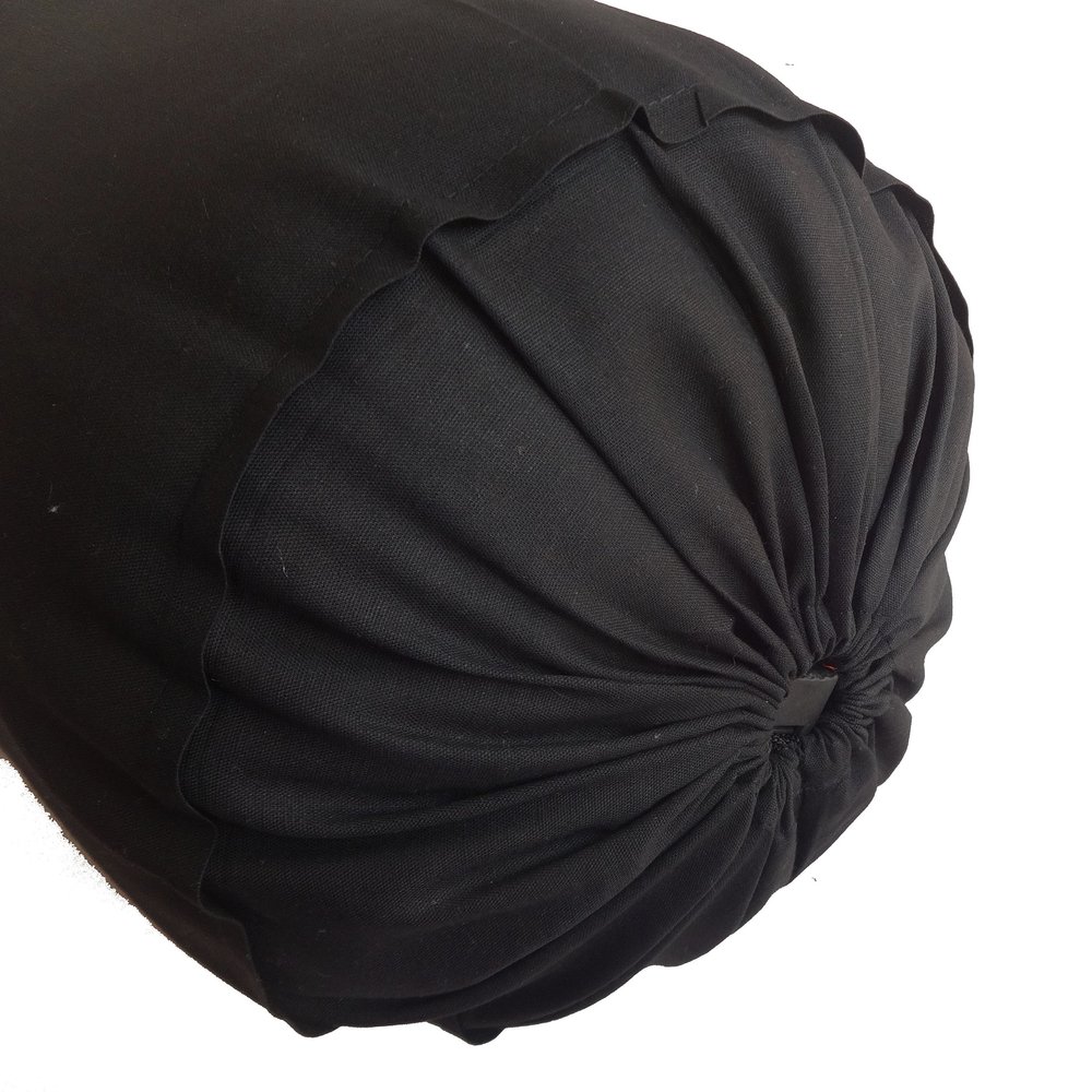 Saffron Black Long Bolster Pillowcase - Yoga Massage Round Bolster Cover for Bed Sofa Chair Couch Lounge Cotton 10" Diameter x 24" Long (25 cm Diameter x 60 cm Long) Removable Cover