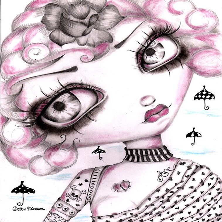 Gypsy Rose by Dottie Gleason Tattoo Girl Umbrella Tattoo Framed Fine Art Print