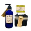 16J Organics Spa Set - Turkish Bath Hammam Inspired - Organic 100% Natural 8oz Body Sauce, Creamy Body Oil Moisturizer - Traditional Kese Scrub Mitt - Artisan Rustic Daphne (Aleppo/Laurel) Soap view 1