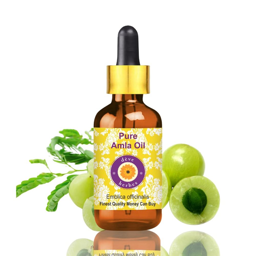 dve herbes Amla Oil (Emblica officinalis) with Glass Dropper | Infused | Pure | Non-Sticky | Lightweight | for Facial Care | Men & Women | 30ml (1 oz)