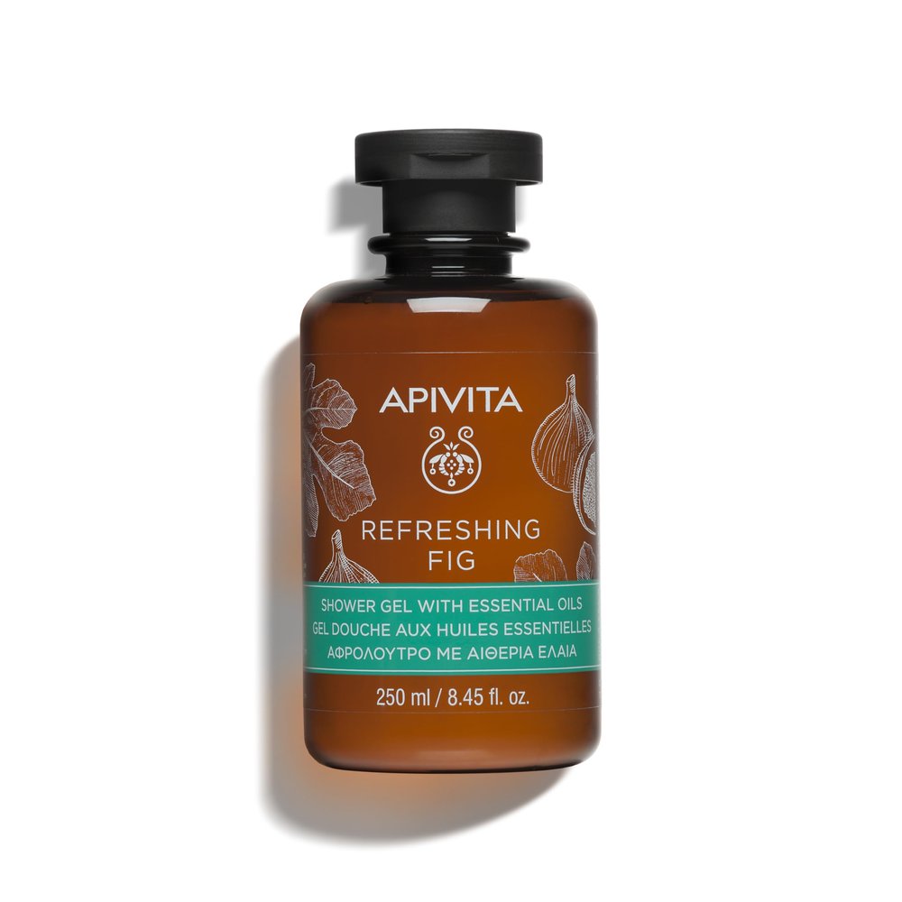 APIVITA Refreshing Fig Shower Gel | Moisturizing & Revitalizing Body Wash with Fig, Propolis & Essential Oils, 250 mL / 8.45 oz