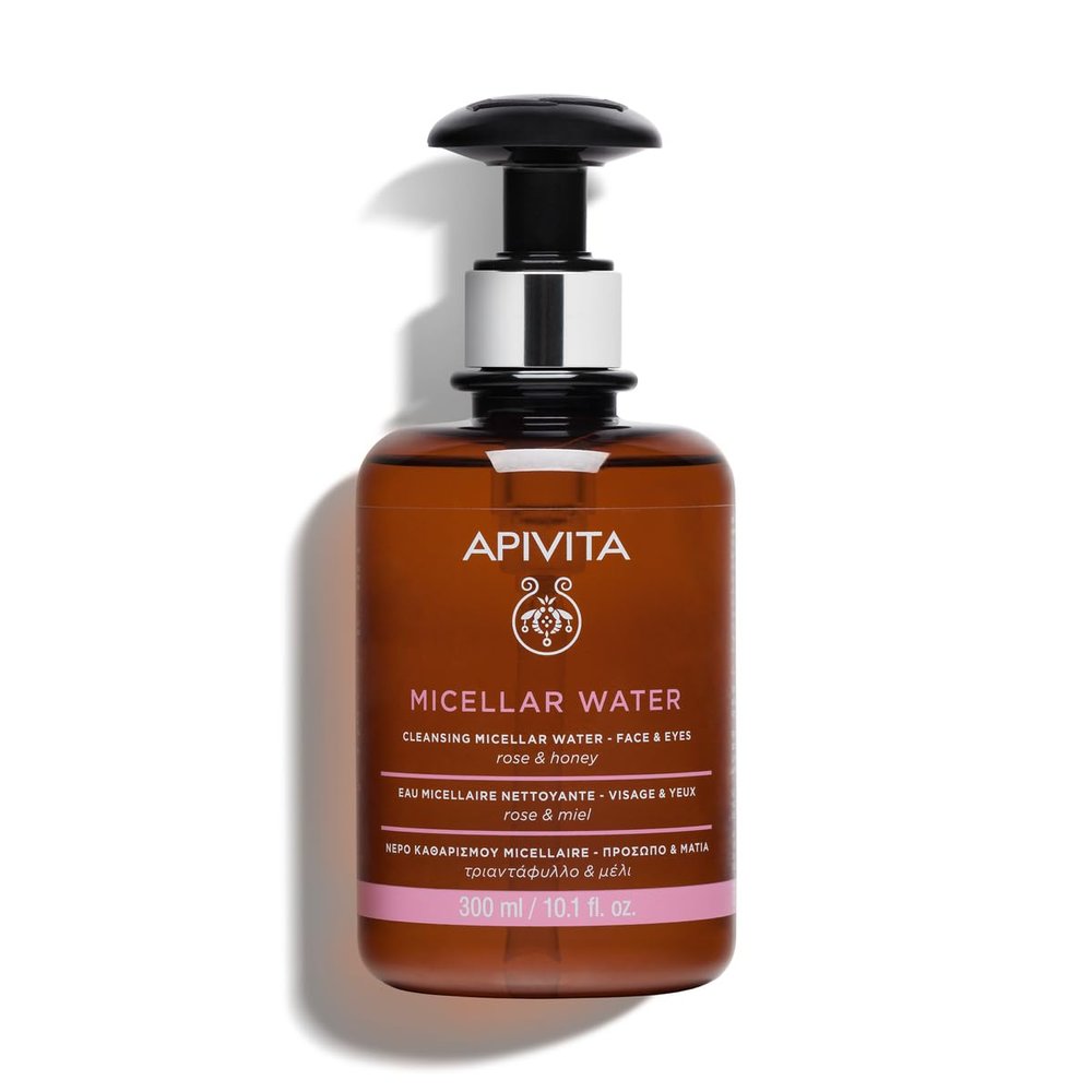 Apivita Micellar Water | Hydrating & Noursishing Cleansing Micellar Water for Face & Eyes with Rose & Honey, 300 mL / 10.1 oz