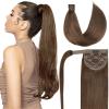20" Human Hair Ponytail Extension 95g #4 Chocolate Brown 100% Remy Human Hair Wrap Around Long Ponytail Clip in Hair Extensions Straight One Piece Hairpiece for Women (20", Chocolate Brown) view 1