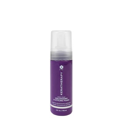 KERATHERAPY Keratin Infused Volumizing Nourishing Styling Foam, 6 fl. oz., 178 ml - Hair Styling Foam with Sunflower Oil, Linseed Oil, & Olive Fruit for Shine & Frizz Control - Volumizing Mousse