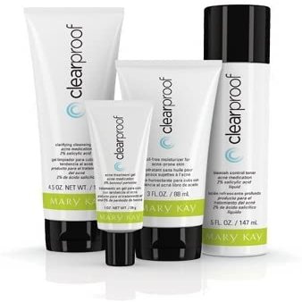 Clear Skin 4-Step Acne Treatment Set  Cleanser, Toner, Acne Gel & Oil-Free Moisturizer for Oily and Acne-Prone Skin