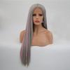Magenta Pink Wigs for Women Long Straight Synthetic Hair Lace Front Wig Heat Resistant Fiber 26 inch (ST-022 Grey coloring Pink) view 1