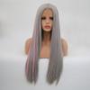 Magenta Pink Wigs for Women Long Straight Synthetic Hair Lace Front Wig Heat Resistant Fiber 26 inch (ST-022 Grey coloring Pink) view 2