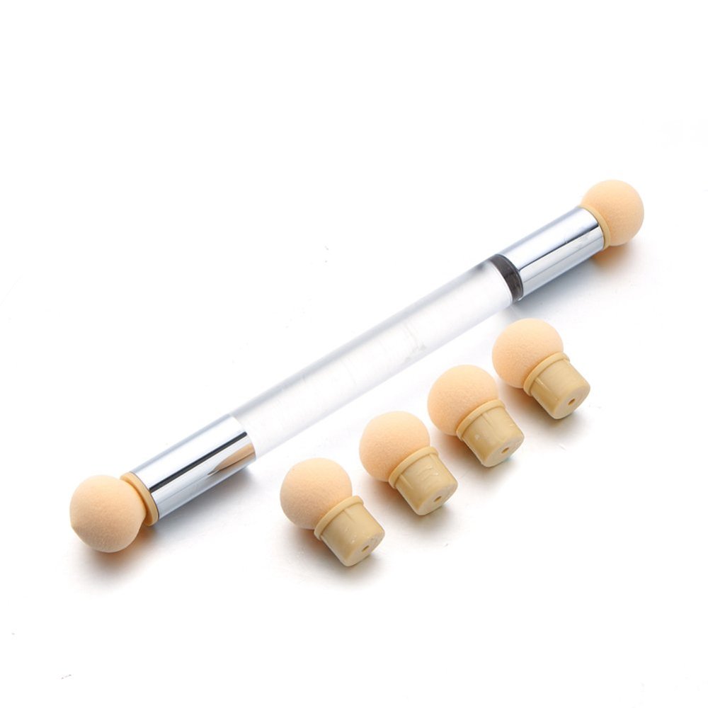 Dual-ended UV Gel Painting Nail Gradient Brush Art Sponge Puff Pen Manicure Gift - White SoundsBeauty