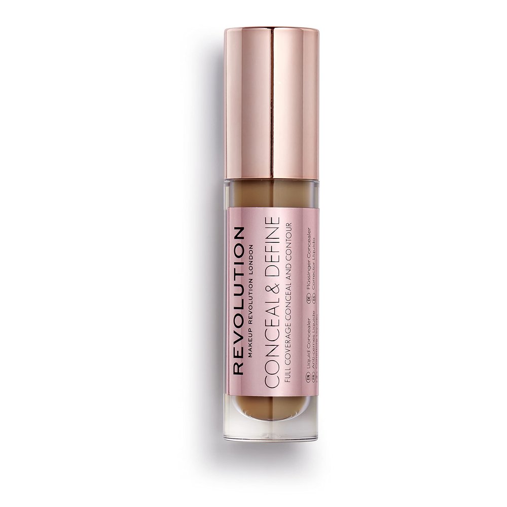 Makeup Revolution Conceal & Define Concealer, Full Coverage Makeup Concealer, Matte Finish & Long Wear, For Dark or Deep Skin Tones, Vegan, C13.5, 4ml