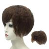 10" Natural Curly Top Wiglet Hairpieces Clip in Thick Hair Topper with Bangs for Women, Light Brown view 1