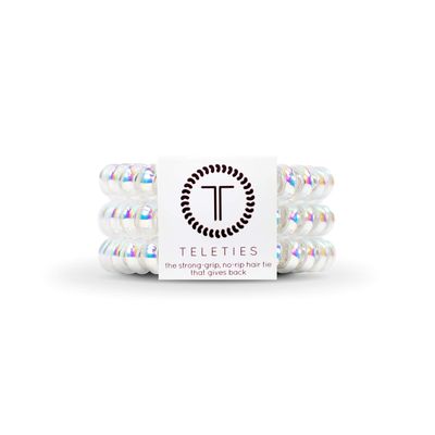 TELETIES - Spiral Hair Coils - Ponytail Holder Hair Ties for Women - Phone Cord Hair Ties - Strong Grip, No Rip, Water Resistant, No Crease Hair Tie Coils - 3 pack (Small, Peppermint)