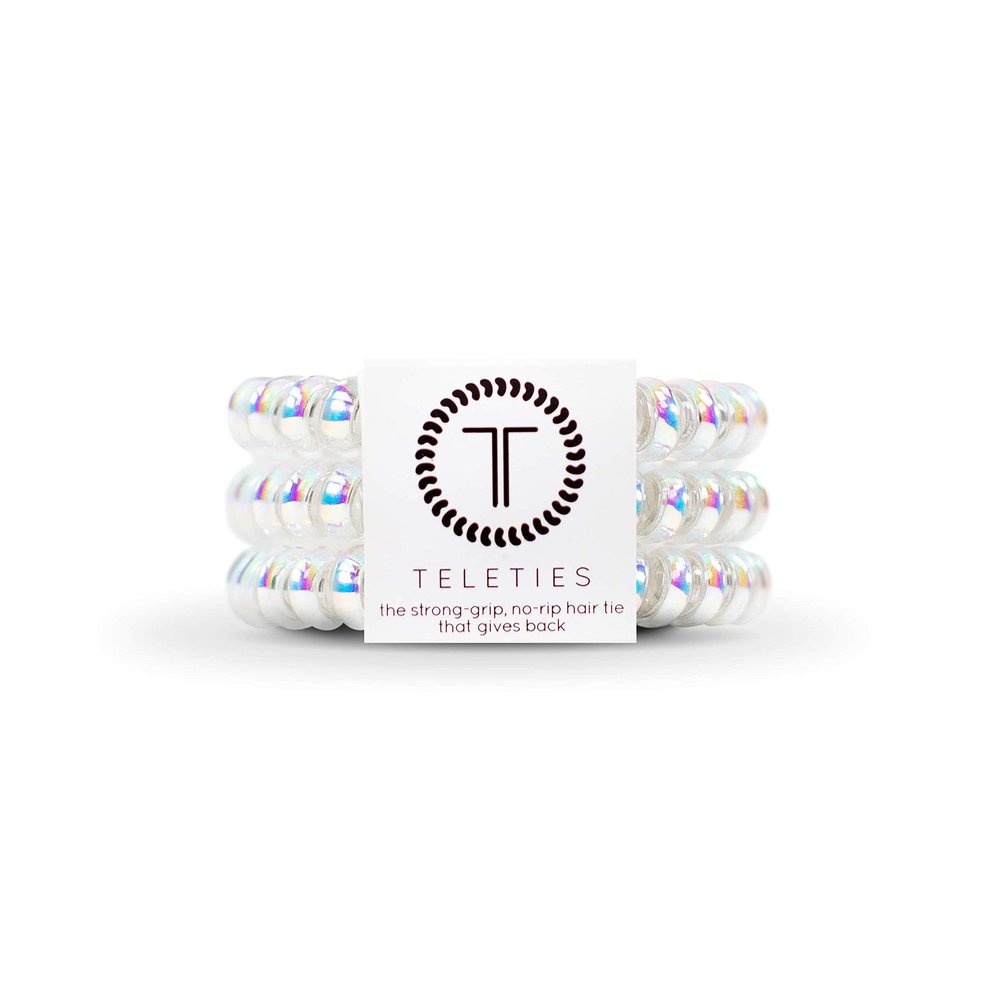 TELETIES - Spiral Hair Coils - Ponytail Holder Hair Ties for Women - Phone Cord Hair Ties - Strong Grip, No Rip, Water Resistant, No Crease Hair Tie Coils - 3 pack (Small, Peppermint)