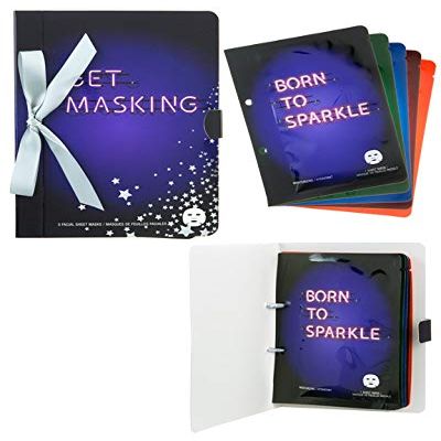 Jean Pierre Cosmetics Get Masking Book 5 Piece Facial Skin Care Sheet Masks CONTAINS SOOTHING, BRIGHTENING, ULTRA HYDRATING, MOSITURIZING, AND FIRMING