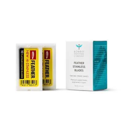 Bombay Shaving Company Feather Razor Blades, Platinum Coated 1 Count (Pack of 20) White
