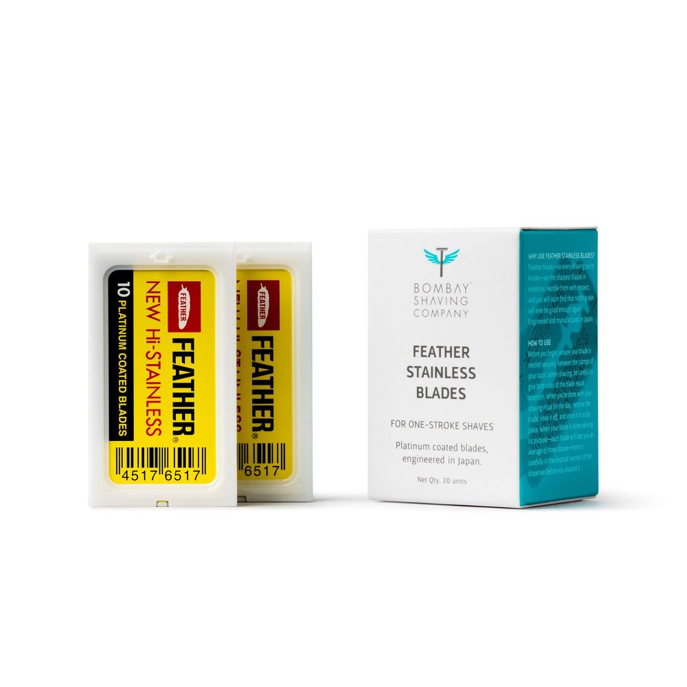 Bombay Shaving Company Feather Razor Blades, Platinum Coated 1 Count (Pack of 20) White