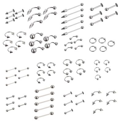 Juland 85 PCS Piercing Kit Body Piercing Surgical Steel Belly Button, Tongue, Eyebrow, Nipple, Lip, Nose Tapers Plugs Gauges Set