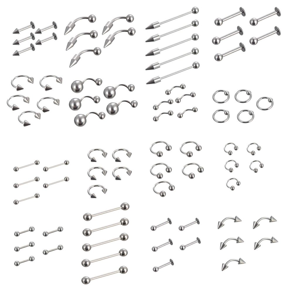 Juland 85 PCS Piercing Kit Body Piercing Surgical Steel Belly Button, Tongue, Eyebrow, Nipple, Lip, Nose Tapers Plugs Gauges Set