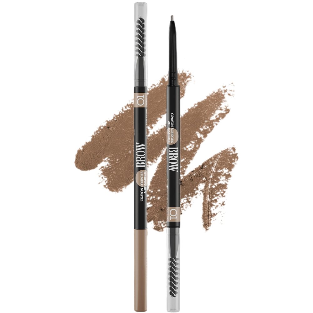 Vivienne Sab Brow Arcade Eyebrow Pencil  Ultra-Fine Tip for Hair-Like Strokes, Smudge-Proof Natural Finish, Built-In Spoolie Brush, Shade 01 Light Blonde, 0.035 oz