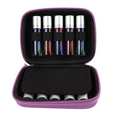 IDJ Premium Hardly Shell Essential Oil Carrying Case Perfects For Purse Travel Holds 5ML 10ML Roller Bottles For Home Stock Or Travel (Purple)
