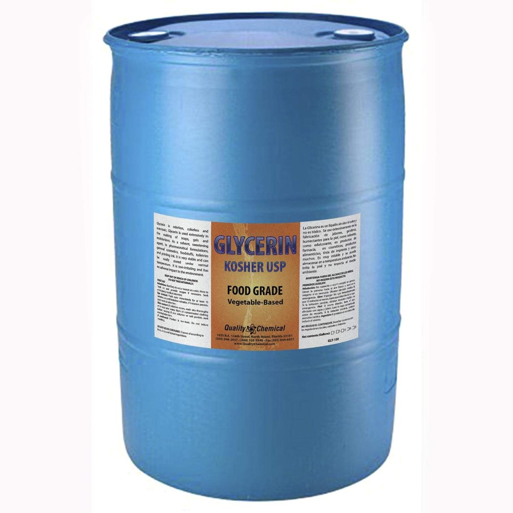 Vegetable Glycerin - All Natural, Kosher, USP Grade - Premium Quality Liquid Glycerin, Excellent Emollient Qualities, Amazing Skin and Hair Benefits, DIY beauty products-55 gallon drum
