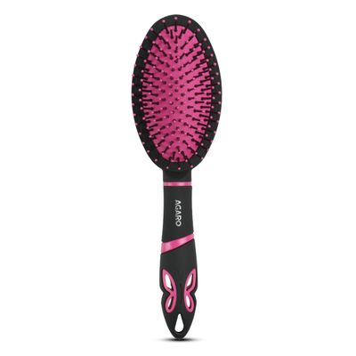 AGARO Delight Cushion Hair Brush, Black and Pink, 100 g