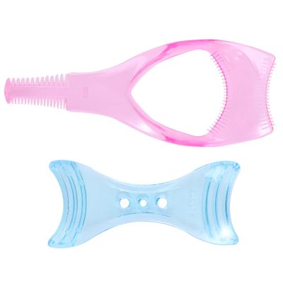 Lurrose 2Pcs 3 in 1 Eyelash Makeup Tool - Mascara Shield Applicator Guard and Guide Helper With Comb for Makeup (Random Color)