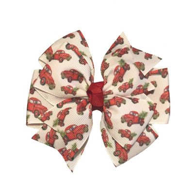 Christmas Tree Truck Pinwheel Hair Bow