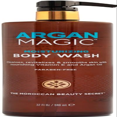 Argan Magic Cleansing Body Wash - Gently Cleanses, Revitalizes & Smooths Skin | Enriched with Argan Oil, Sweet Almond Oil & Vitamin E | Made in USA | Paraben Free | Cruelty Free (32 oz / 946 ml)