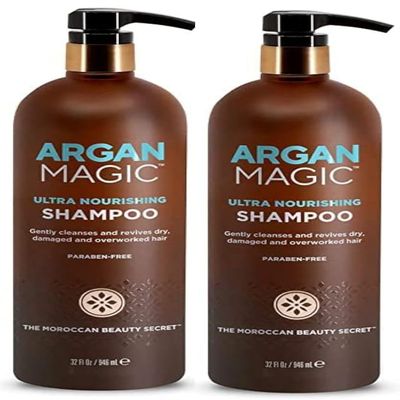 Argan Magic Ultra Nourishing Shampoo - Argan Oil and Antioxidants to Nourish and Restore Damaged and Over-Processed Hair Types | Made in USA, Paraben Free, Cruelty Free (32 oz, 2 Pack)