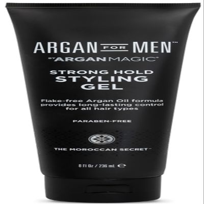 Argan Magic Strong Hold Styling Gel - Flake-Free Argan Oil Formula for Superior Hold and Long-lasting Control | Made in USA, Paraben Free, Cruelty Free (8 Fl Oz)