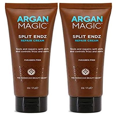 Argan Magic Split Endz Repair Cream - Instantly Binds Frayed and Separated Ends While Preventing Future Breakage | Controls Frizz | Made in USA, Paraben Free, Cruelty Free (6 oz / 2 Pack)