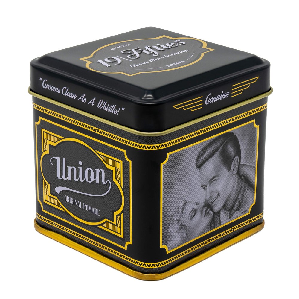 19Fifties Union Original Pomade For Men - 4oz Beautiful Tin | All Day Firm Hold, Easily Washes Out With Water, High Shine & Amazing Scent - Ideal For Pompadours, Side-Part Comb-Overs, & Slick-Back