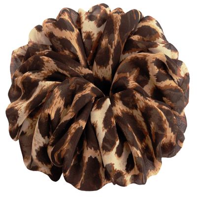 26 Colors Available, Colorful Chiffon Hair Scrunchies (Brown Leopard)