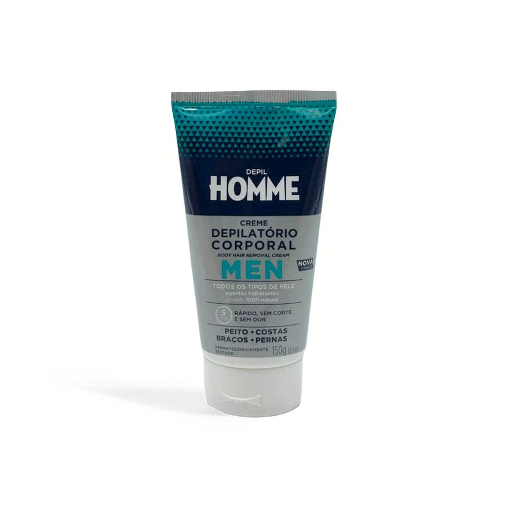 Depil Bella HOMME Hair Removal Cream For Men | Aloe Vera, Shea Butter | Soothing Men Hair Removal Cream | Easy to Use | Brazil-Made Men Hair Removal Cream | Optimal Size Of 150g