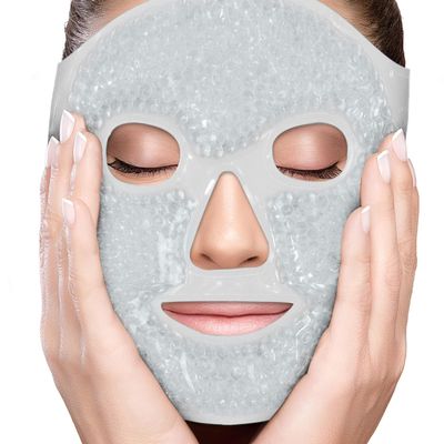 Perfecore Eye Mask Get Rid of Puffy Eyes Migraine Relief, Sleeping, Travel Therapeutic Hot Cold Compress Pack with Cover Gel Beads, Spa Therapy Wrap for Sinus (White)