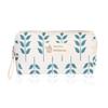 RIAH FASHION Portable Travel Clutch Cosmetic Makeup Pouch Bag - Toiletry Organizer Purse Wristlet Stripe, Floral, Plaid, Cork (Rectangle Pouch - Blue Leaf) view 1